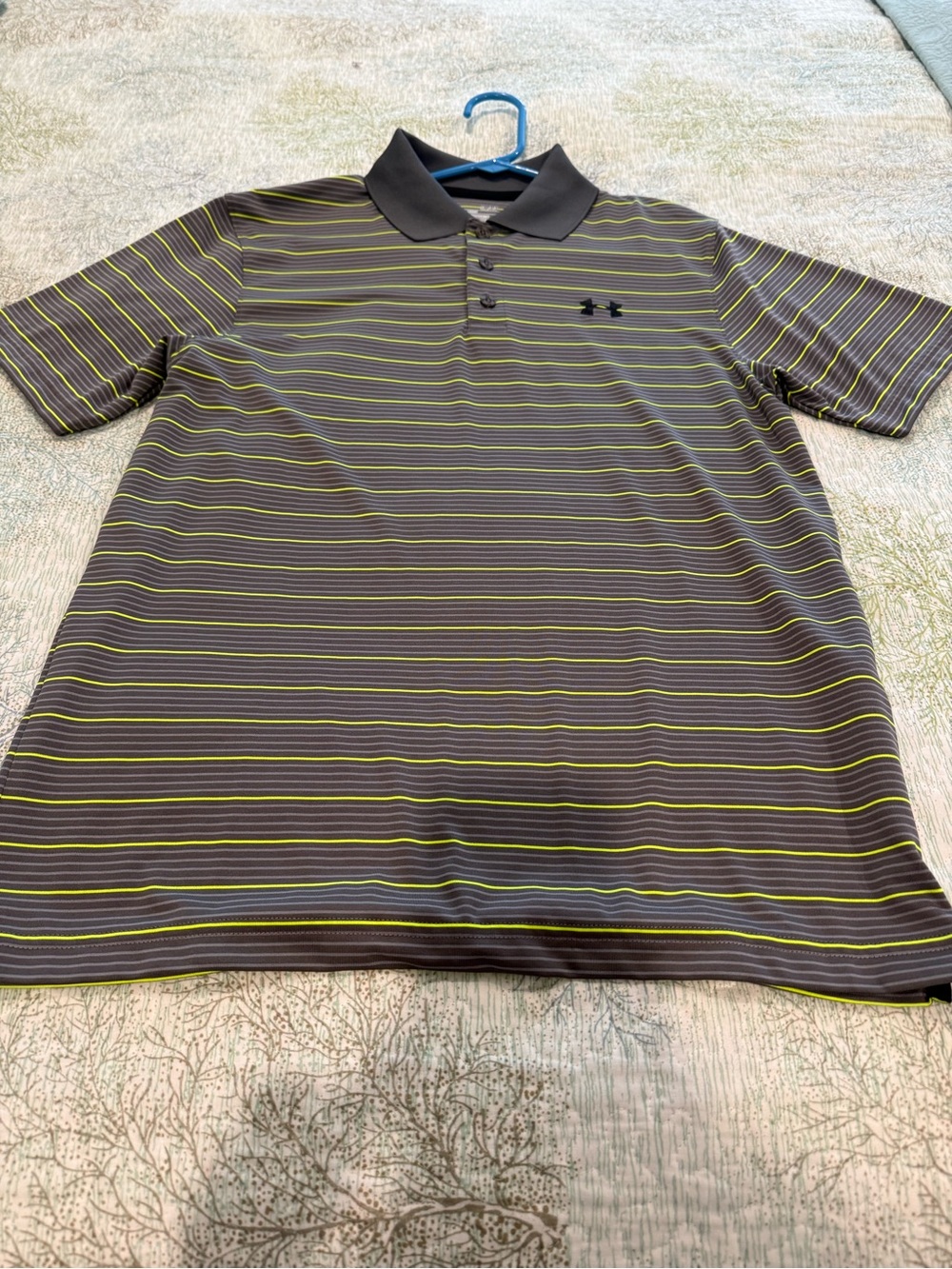 Under Armour Men's Gray & Neon Striped Polo Shirt